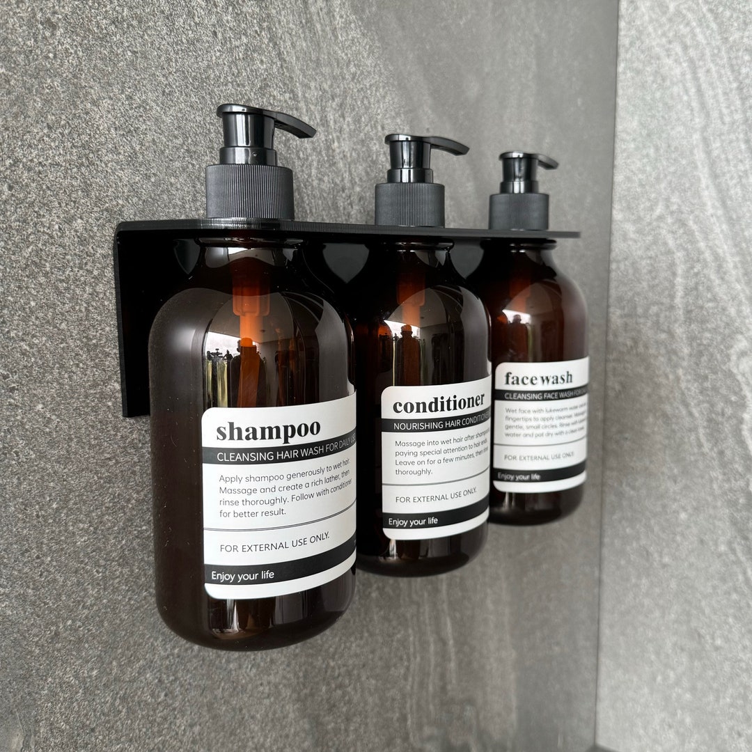 Soap Dispenser Holder triple Bracket 3 Bottles Labels. Etsy