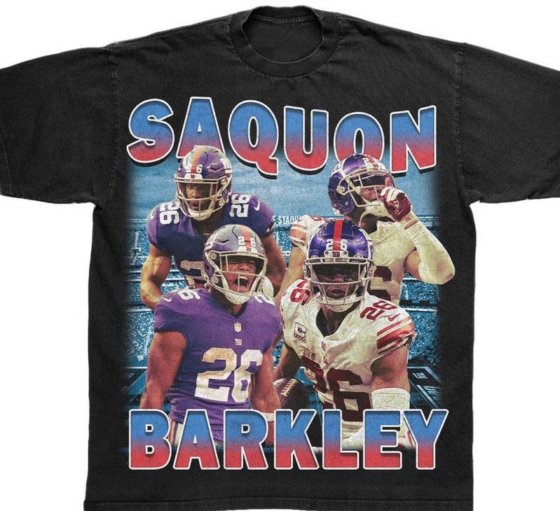 SALE!!! Saquon Barkley New York Giants Name & Number T-Shirt Gift Fan  S_5XL