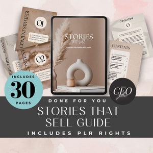 PLR Instagram Stories, Stories That Sell Guide, Social Media Strategy, Instagram Growth Convert Sales, Done For You Digital Products DFY MRR