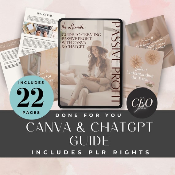 ChatGPT Prompts For Canva, ChatGPT for Canva Guide, Passive Income, MRR, Master Resell Rights Done For You Ebook, DFY Digital Products