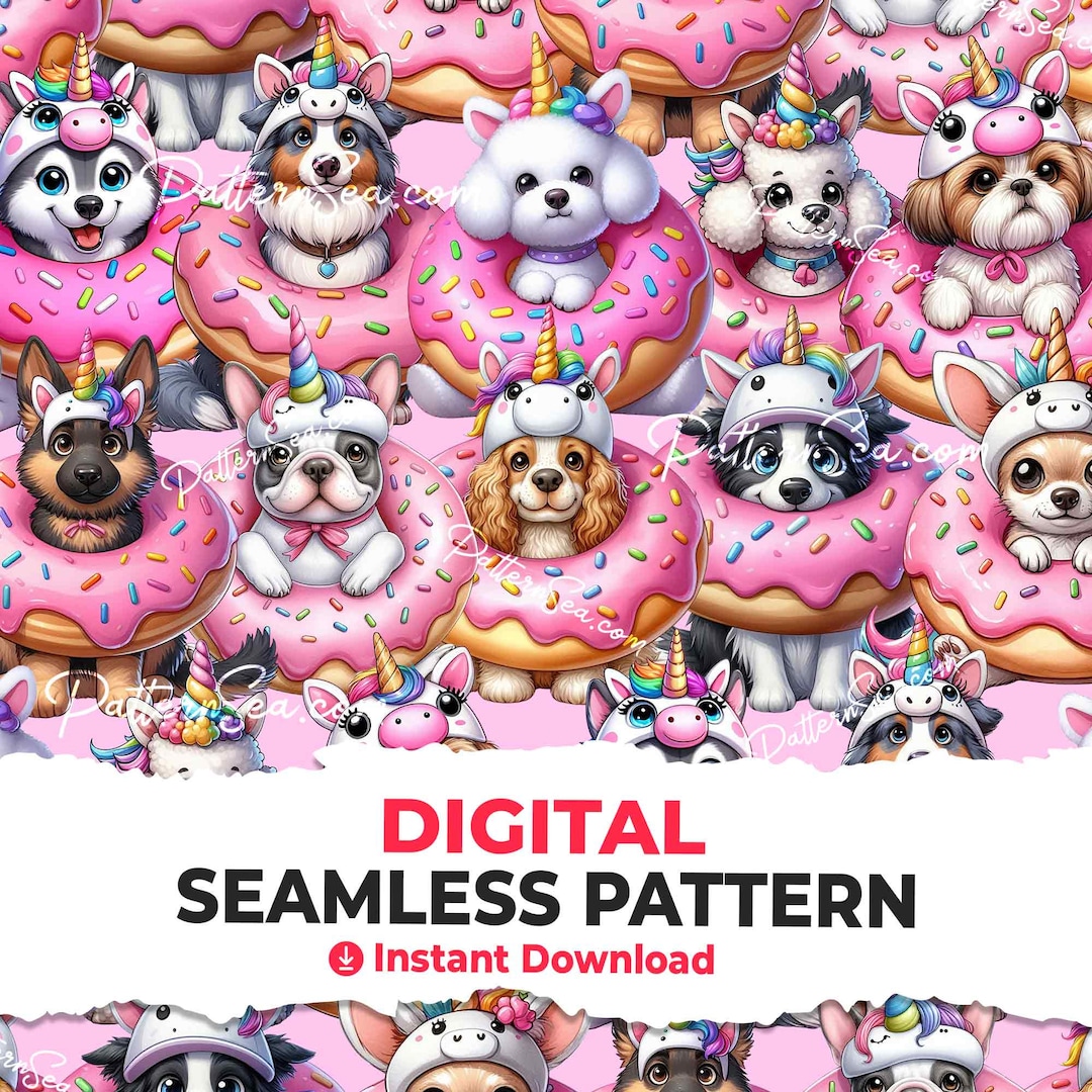 Unicorn Dog Seamless Printable Digital Pattern Paper Sublimation ...
