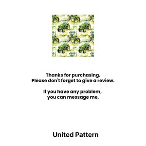 May include: A seamless pattern featuring a repeating design of green and black tractors on a white background. The tractors are painted in a watercolour style.