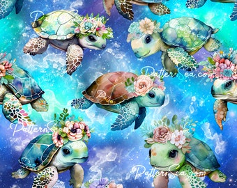 Sea Turtle Digital Seamless Pattern File Papers Sublimation Sublimate File Cake Topper Tumbler Wrap Design Printable Digital Paper  - 31019