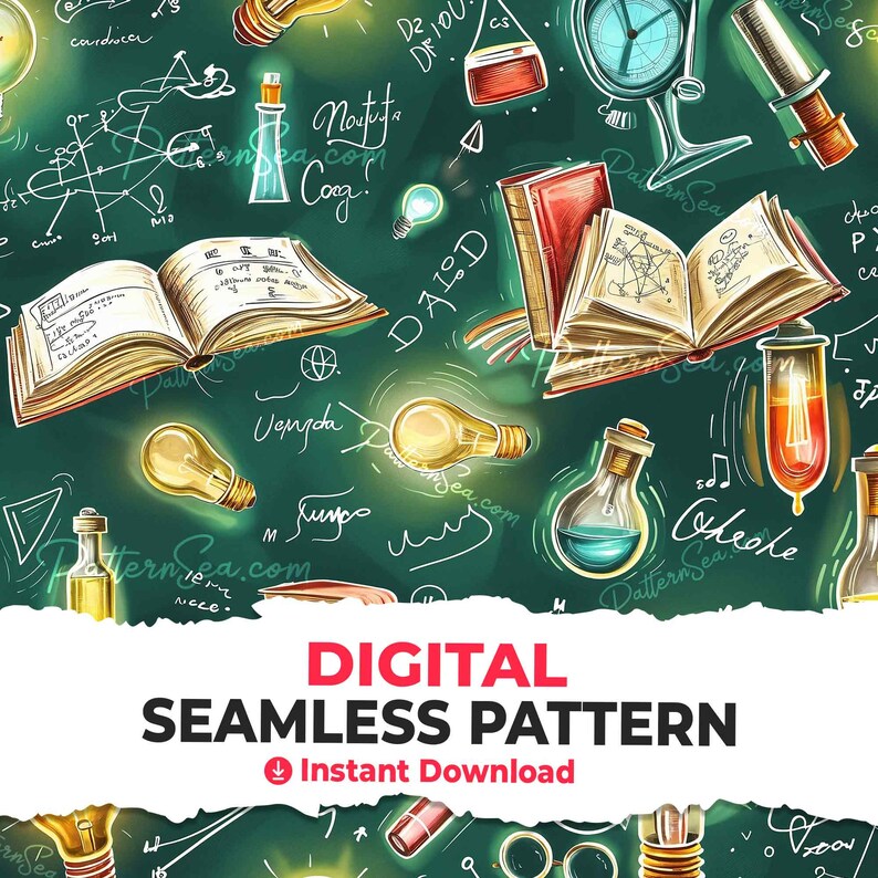Science Lab Seamless Pattern: Sublimation File, Tumbler Wrap (digital ...