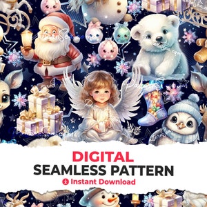 Christmas Digital Seamless Pattern File Papers Sublimation Sublimate File Cake Topper Tumbler Wrap Design