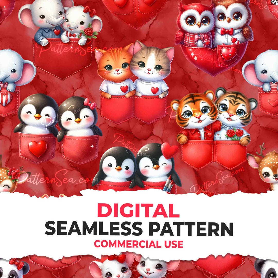 Valentines Day Seamless Printable Digital Pattern Paper Sublimation ...