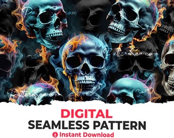 Skull Digital Seamless Pattern File Papers Sublimation Sublimate File Cake Topper DTF Tumbler Wrap Design