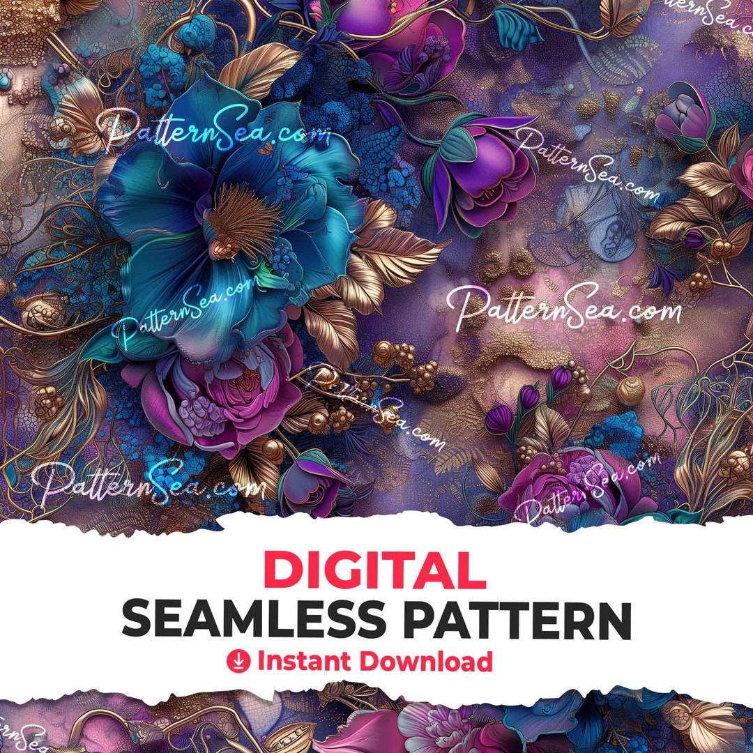 Floral Seamless Printable Digital Pattern Paper Sublimation Sublimate ...
