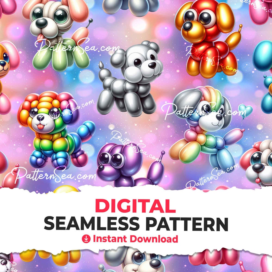 Balloon Dogs Seamless Printable Digital Pattern Paper Sublimation ...