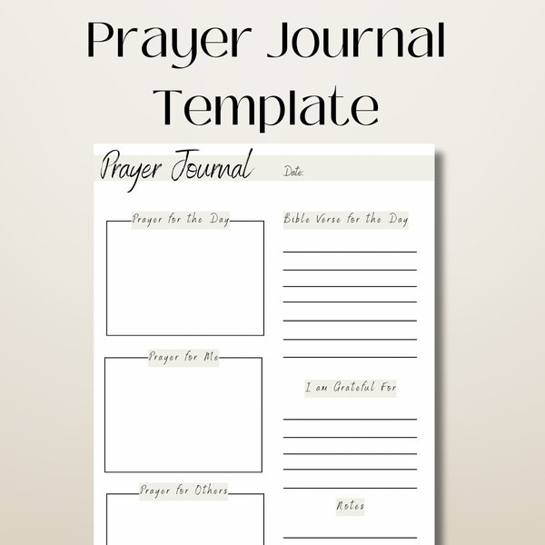 Prayer Journal Template | Daily Prayer Journal Template | Daily Bible Study | Daily Faith Routine | Instant Download Prayer Journal