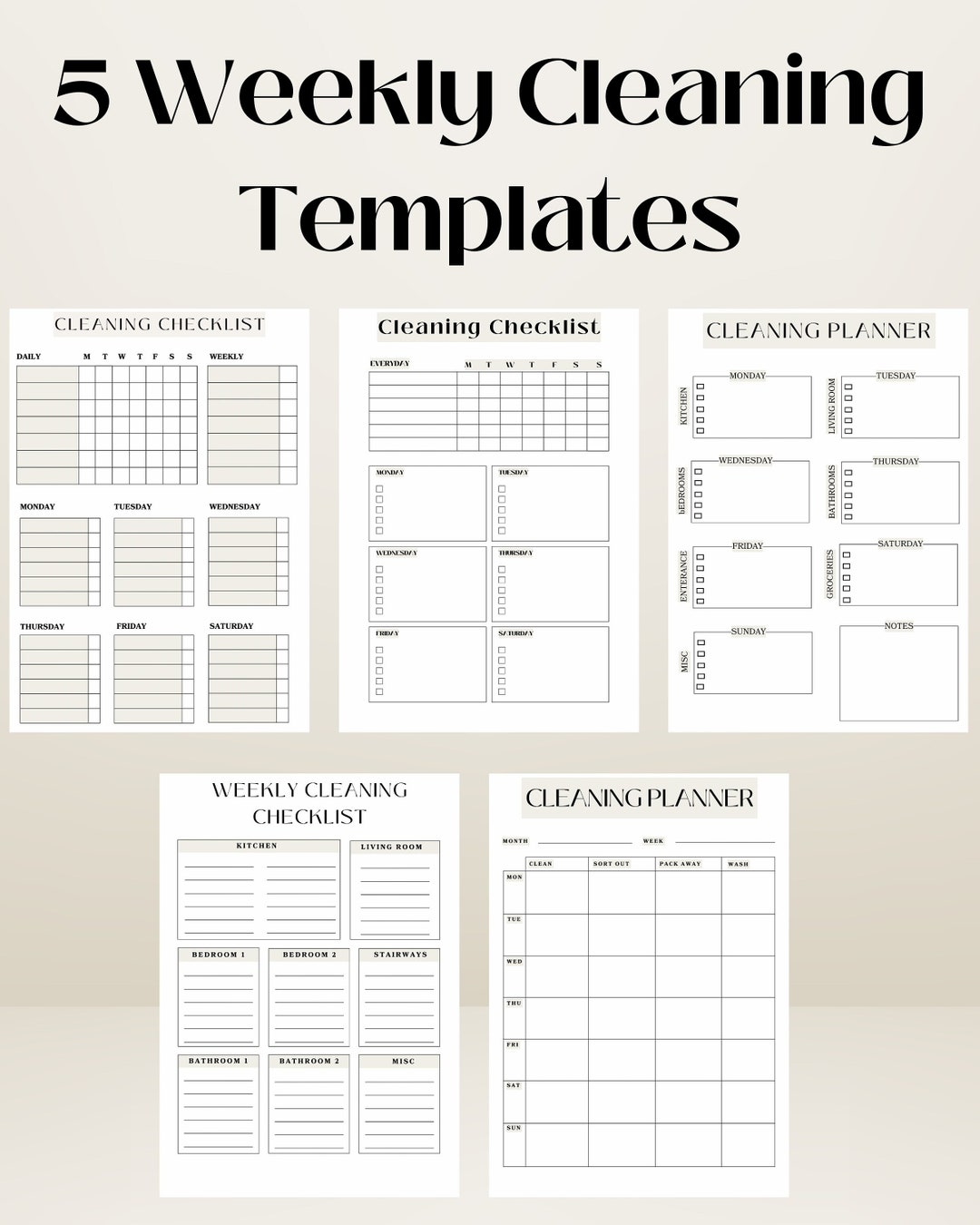 Weekly Cleaning Templates Cleaning Checklist Weekly Cleaning Schedule