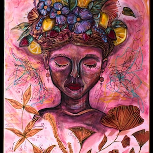 Lily – Peinture acrylique originale sur toile (40x50 cm) – Portrait abstrait de la série « Visages de l'inquiétude » – Art sur le TDAH et les émotions