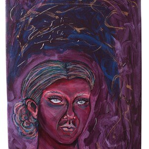 Liv – Peinture acrylique originale sur toile (40x30 cm) – Portrait abstrait de la série « Visages de l'agitation » – Art sur le TDAH et les émotions