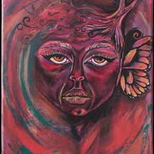 Charlie – Peinture acrylique originale sur toile (30x24 cm) – Portrait abstrait de la série « Visages de l'inquiétude » – Art sur le TDAH et les émotions