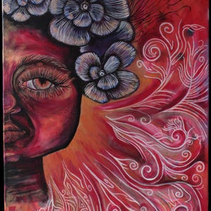 Mila – Peinture acrylique originale sur toile (70x50 cm) – Portrait abstrait de la série « Visages de l'agitation » – Art sur le TDAH et les émotions