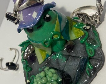 Handmade polymer clay ring holder, jewellery display, decor. Whimsical, unique original sculptures