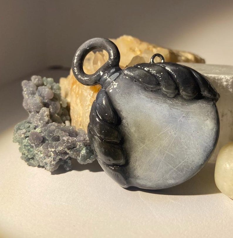 Handmade polymer clay worry stones, art Coraline inspired gift/decor Pearl