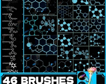 procreate brush ps brush technology medical background geometric hexagon honeycomb structure molecular biology