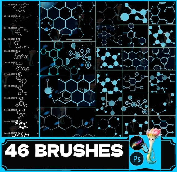procreate brush ps brush technology medical background geometric hexagon honeycomb structure molecular biology