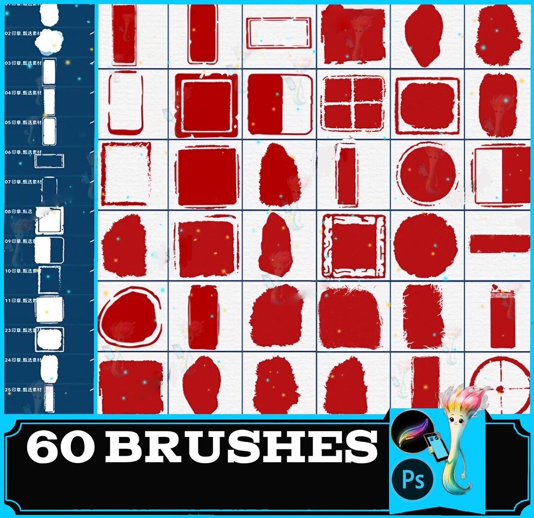 Procreate Chinese Seal Brush Set: Traditional Stamp Border, Text Frame ...