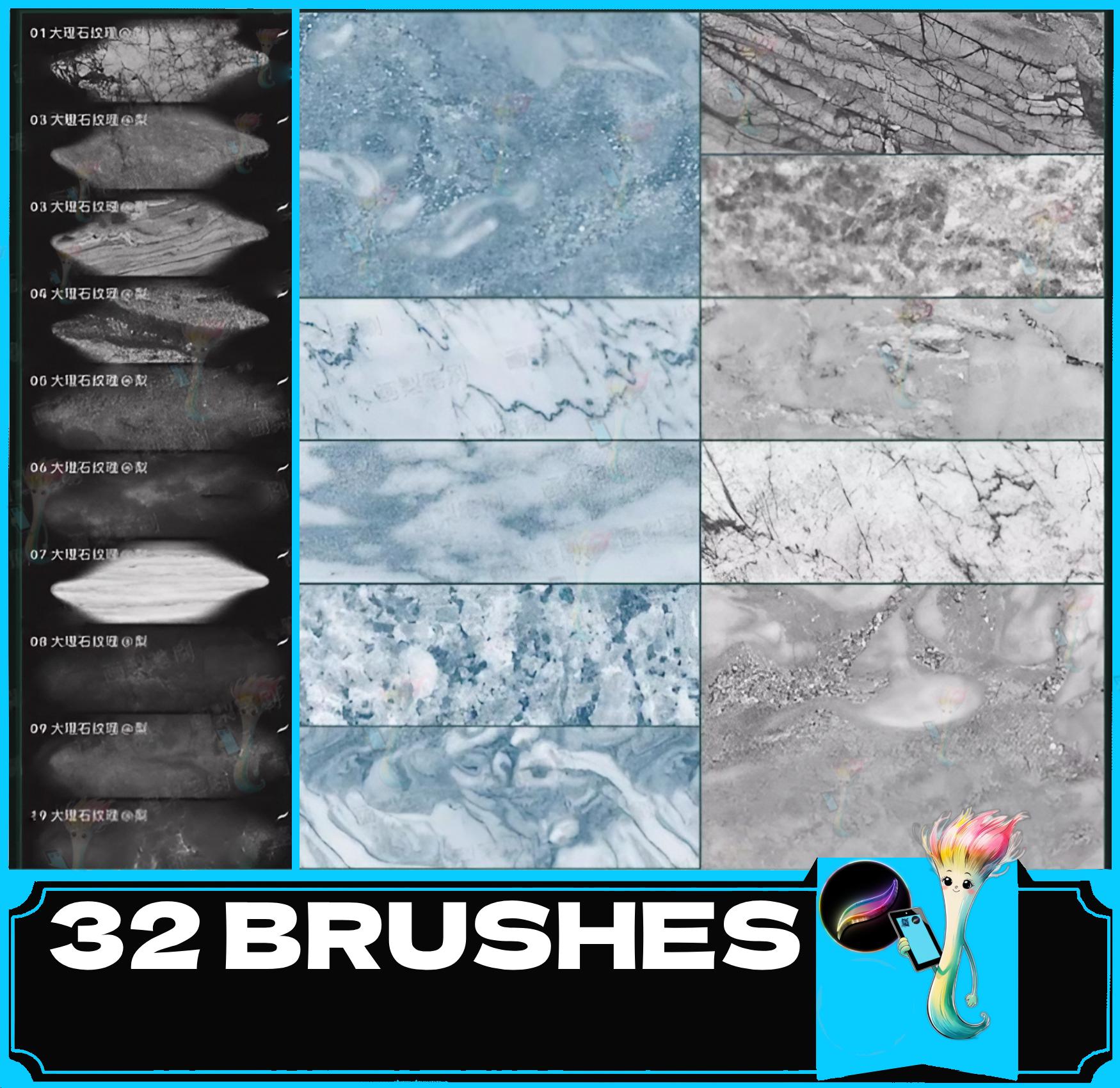 Procreate Gold Foil & Marble Texture Brush Set: Interior Design