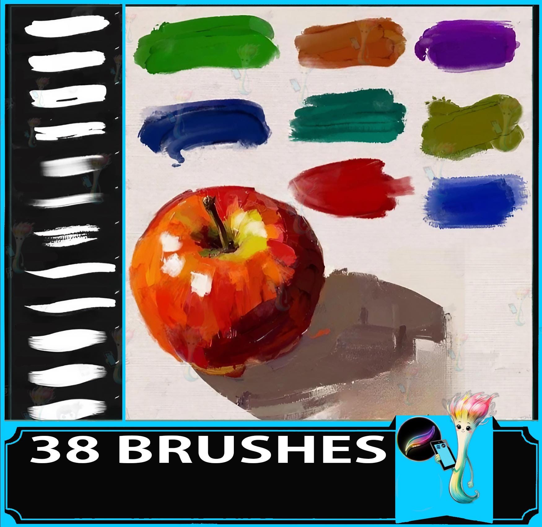 Procreate Realistic Oil & Gouache Brush Set – Thick Impasto, Acrylic & Canvas Textures for iPad