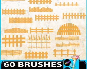 Fence Procreate Brushes: Garden Design Stamps for Photoshop