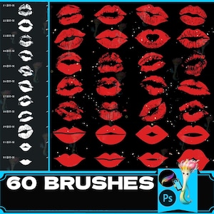 Lipstick Kiss Mark Brush Set: Procreate & Photoshop Stamps