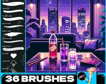 Conjunto de pinceles de Pixel Art para Procreate: sellos Glitch y Blender