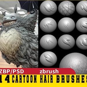 Zbrush Bürsten Haar- und Fellbürste für Zbrush, ZB-Pinsel, Cartoon-Haare