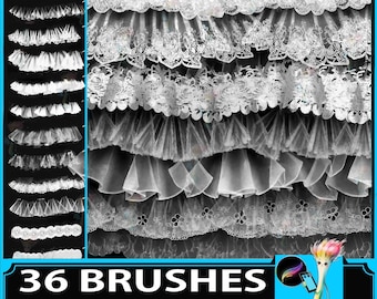 Lace Fashion Procreate Brush: Pleated Ruffle Skirt Design