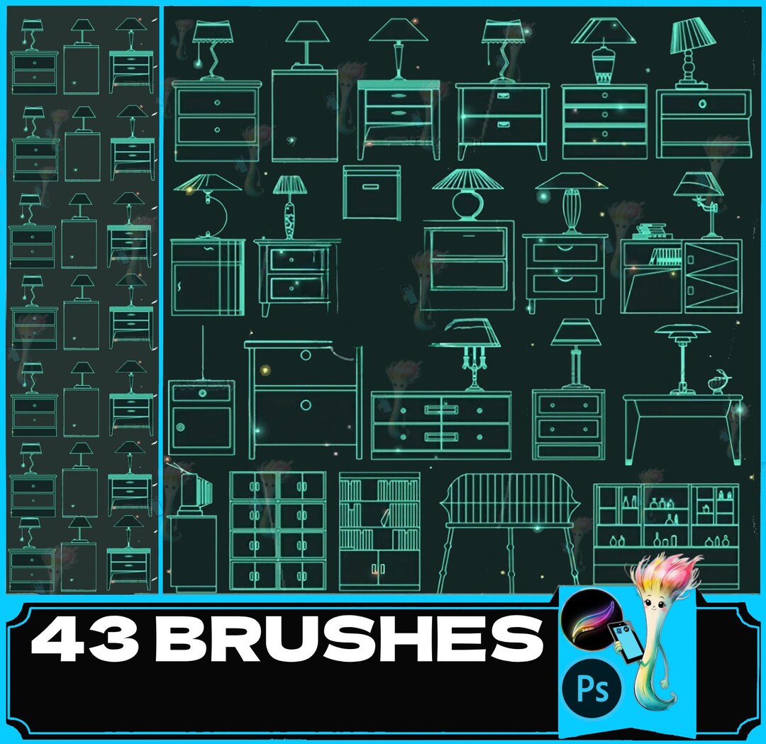 Procreate & Photoshop Furniture Brushes: Design Stamps (commercial Use ...