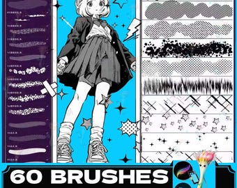 Comic Effect Brush Set: Procreate & Photoshop Dot Line Stamps
