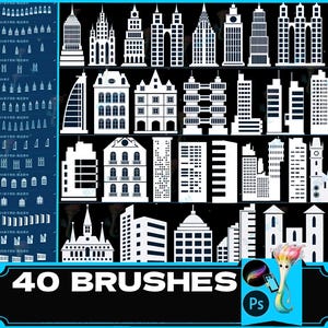 procreate brush, ps brushes, house building high, rise building floor night scene silhouette city building, brush stamp, brushes procreate