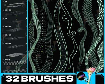 Procreate Snake & Dragon Scale Brushes: Texture Brush Set