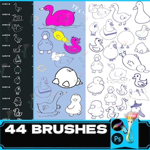 procreate brush ps brush cute cartoon duck line drawing pet auxiliary line animal duckling yellow duck, brushes procreate
