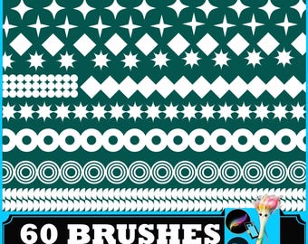60 Geometric Lace PS & Procreate, eometric Lace, Pattern Brushes, Border Stamps