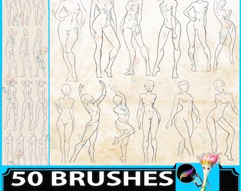 Procreate Brush Set: Female Anatomy Illustration, Figure Poses