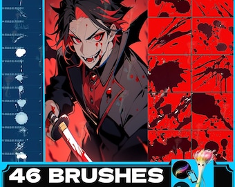 procreate brush ps brush comic  blood drop splash blood splash animation painting bleeding, photoshop blood,