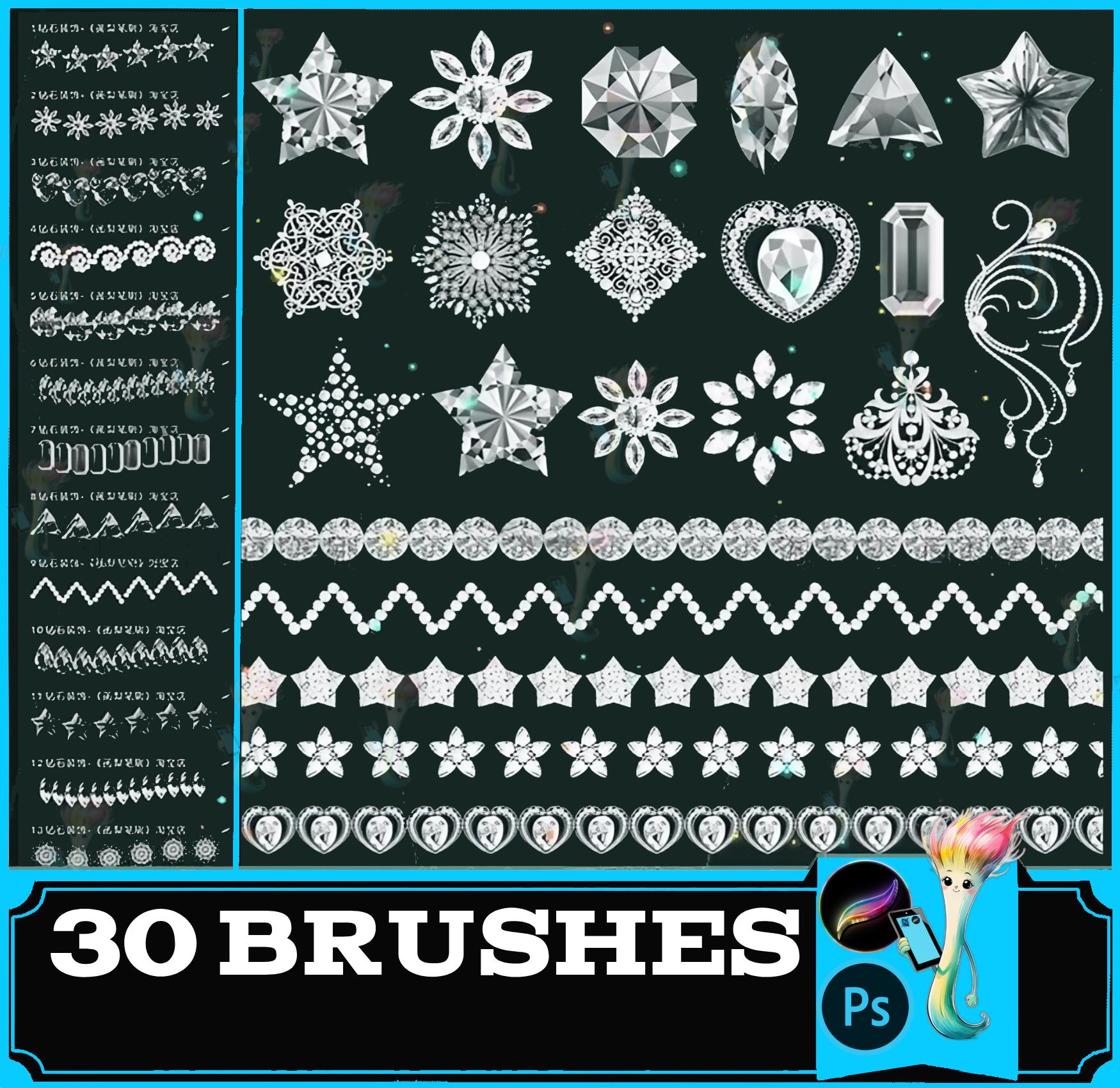 Pinceaux Procreate Diamant & Cristal | Pack de brosses PS pour art de bijoux et gemmes