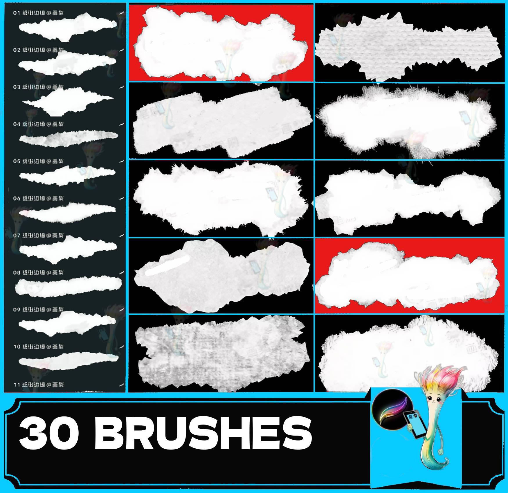 Torn Edge Paper Procreate Brush Set: Digital Moodboard Papers