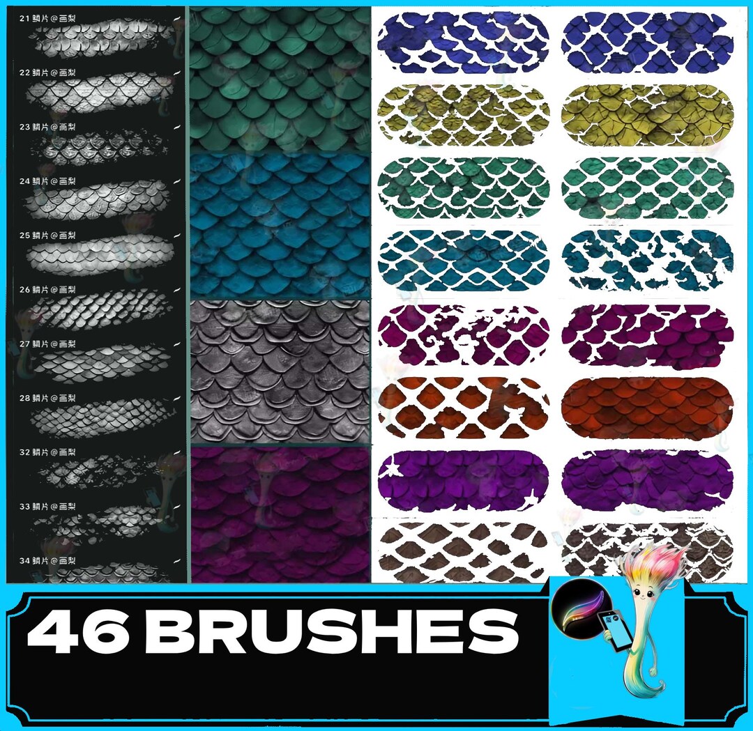 Procreate Brush: Dragon & Fish Scales Texture - Etsy