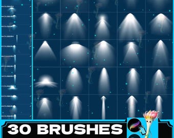 Procreate Lighting Brushes: Ray Effect, Spotlight (PS Brushes, Digital Download