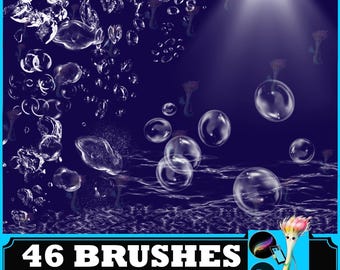 Water Droplets and Bubles, PS & Procreate, Water Droplets, Underwater Bubbles, Liquid FX Air Pockets Splash Particles