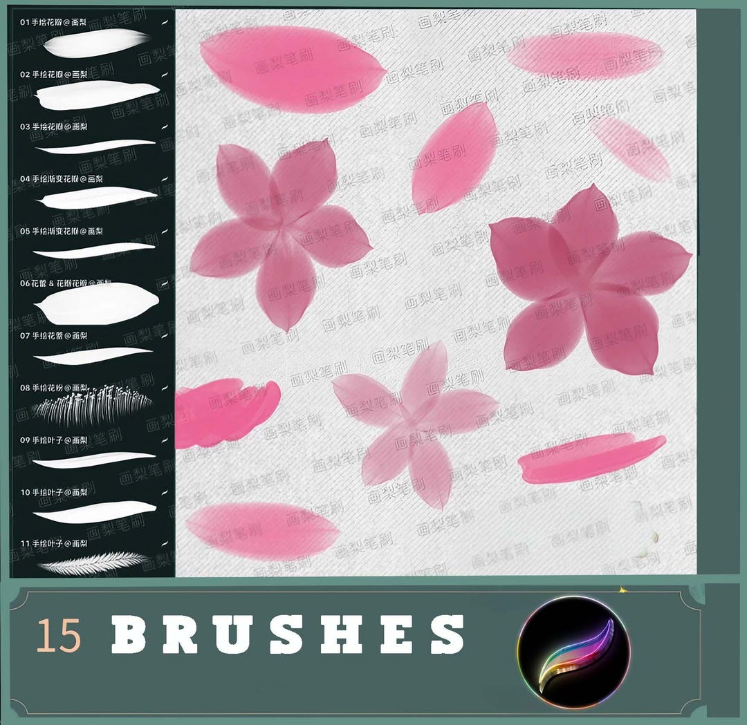 Procreate Brush Hand-painted Convenient Petals Leaves Flowers Buds ...