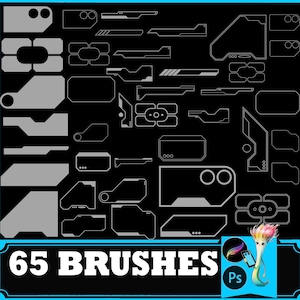 65 Cyber Technology Border: PS & Procreate