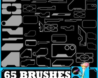 65 Cyber Technology Border: PS & Procreate