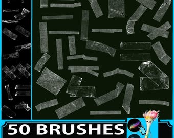 Procreate Tape Brush Set: Clear Adhesive Texture for Photoshop