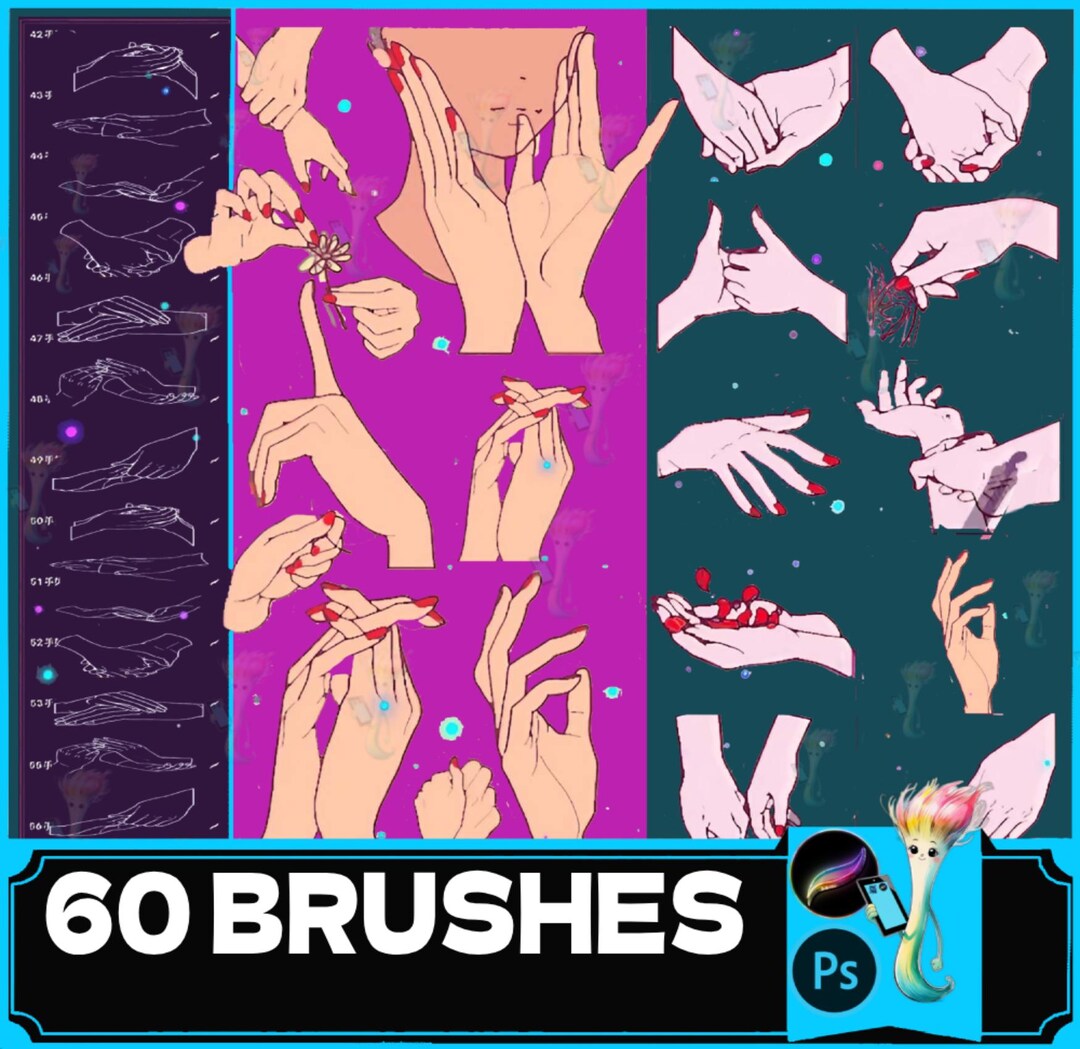 Procreate & Photoshop Brushes: Hand Pose Action Painting Auxiliary - Etsy