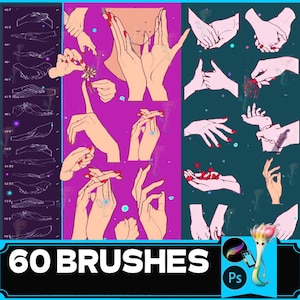 Procreate & Photoshop Brushes: Hand Pose Action Painting Auxiliary